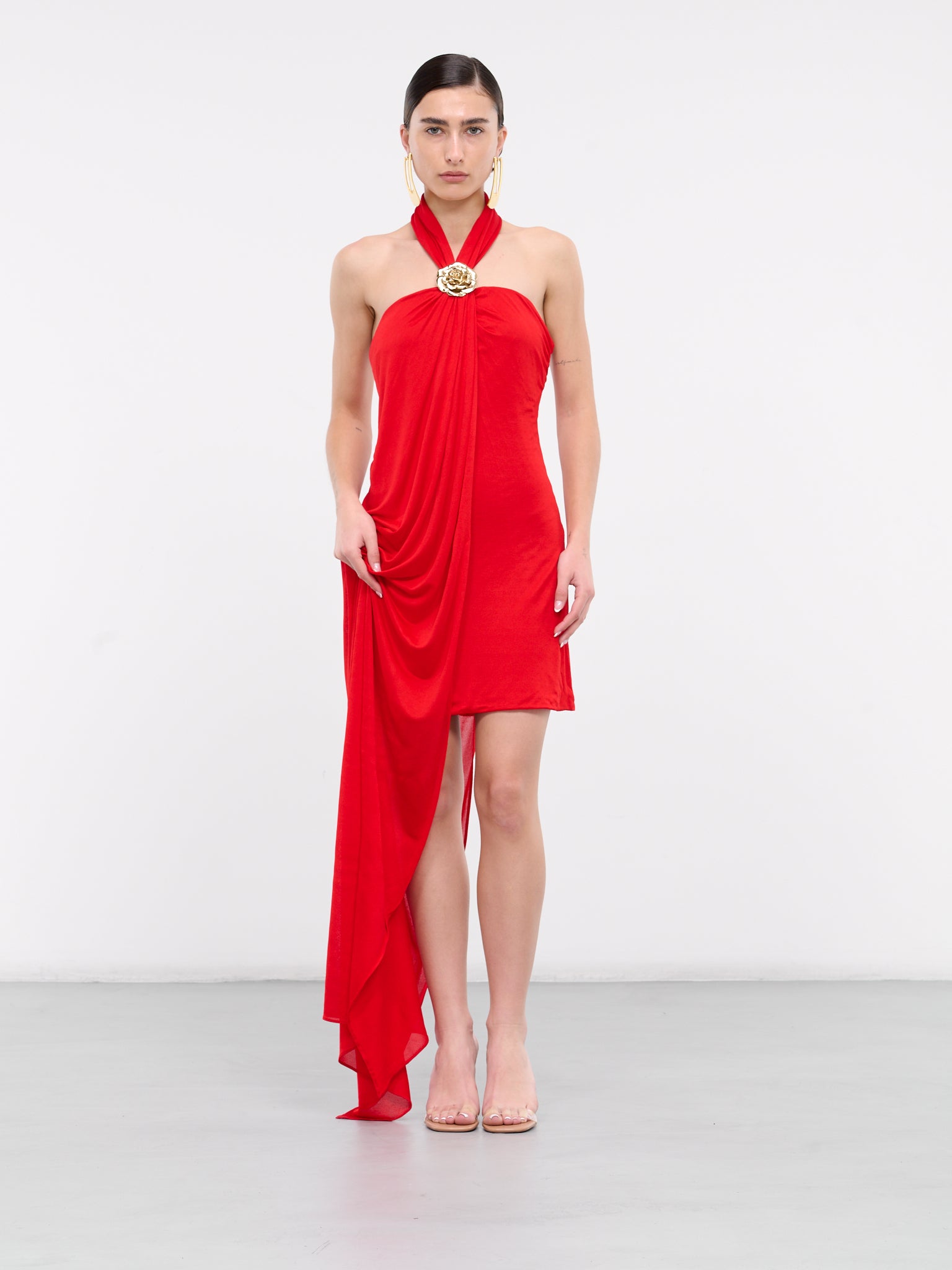 Asymmetric Dress (4A113A-N0313-LIPSTICK-RED)