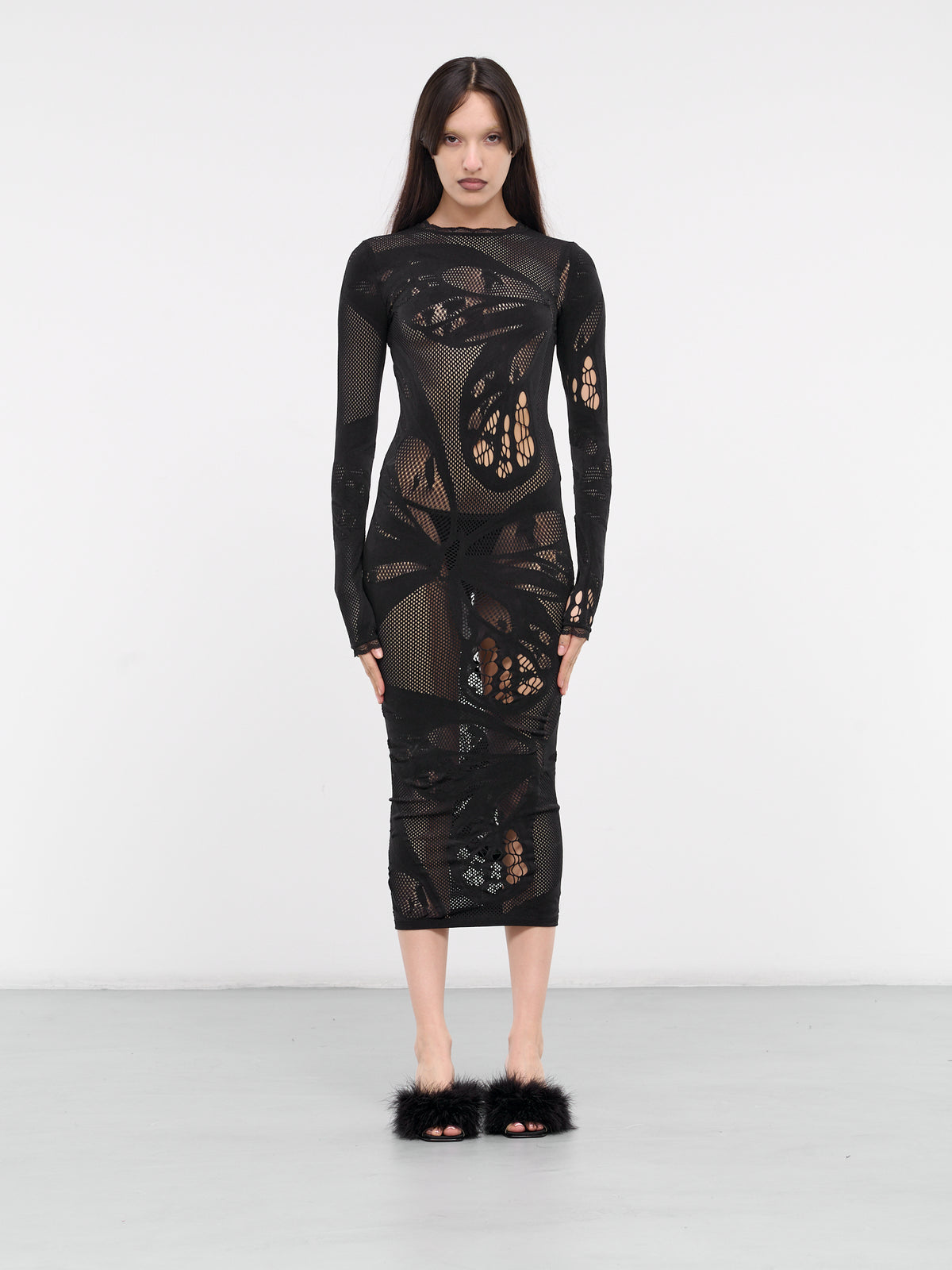 Jacquard Knit Midi Dress (4A130A-N0990-BLACK)