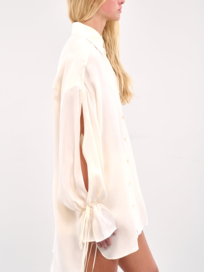 Button-Up Washed Gabardine Shirt (4A274A-N0108-BUTTER)