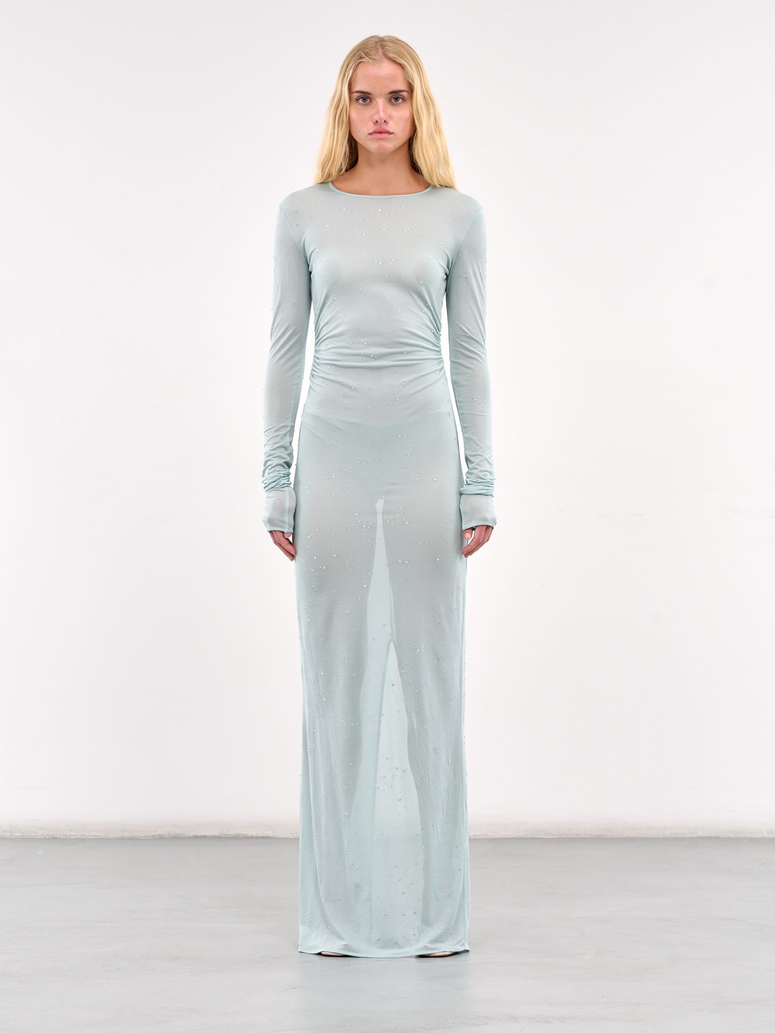 Beaded Long Dress (4A277A-N0475-SWAMP-GREEN)
