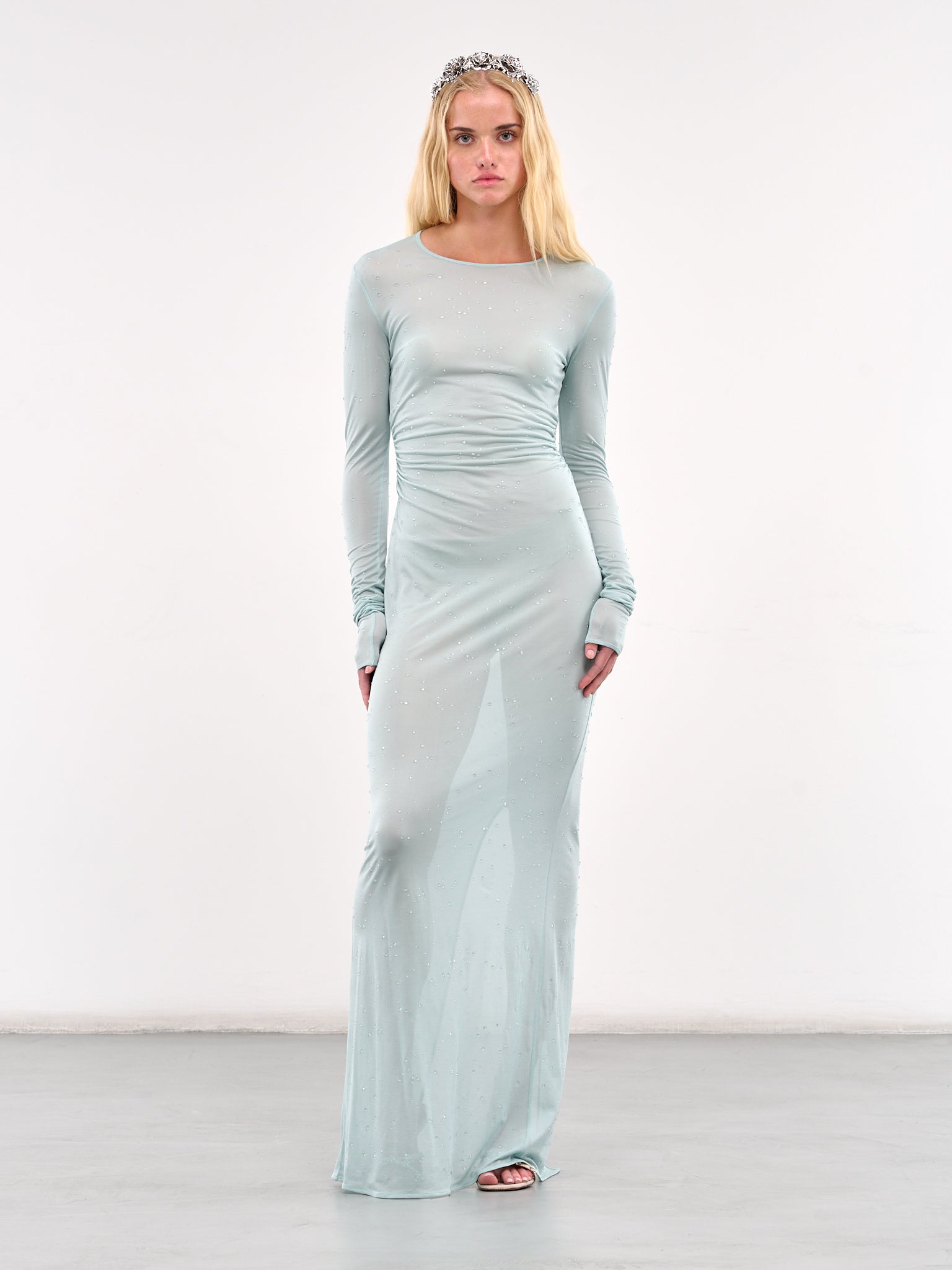 Beaded Long Dress (4A277A-N0475-SWAMP-GREEN)