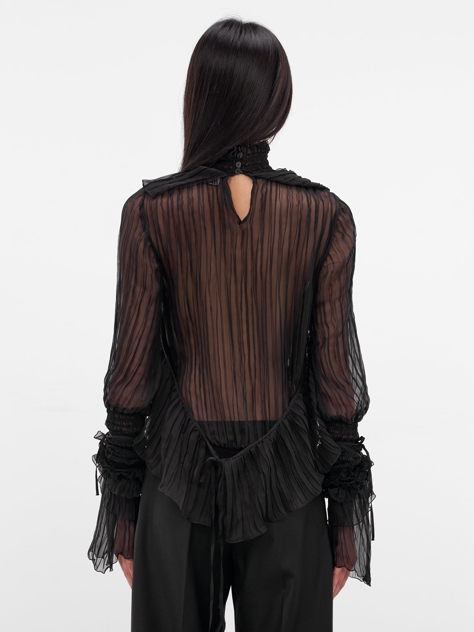 Black Silk Chiffon Layered Top (4C198A-N0990-BLACK)