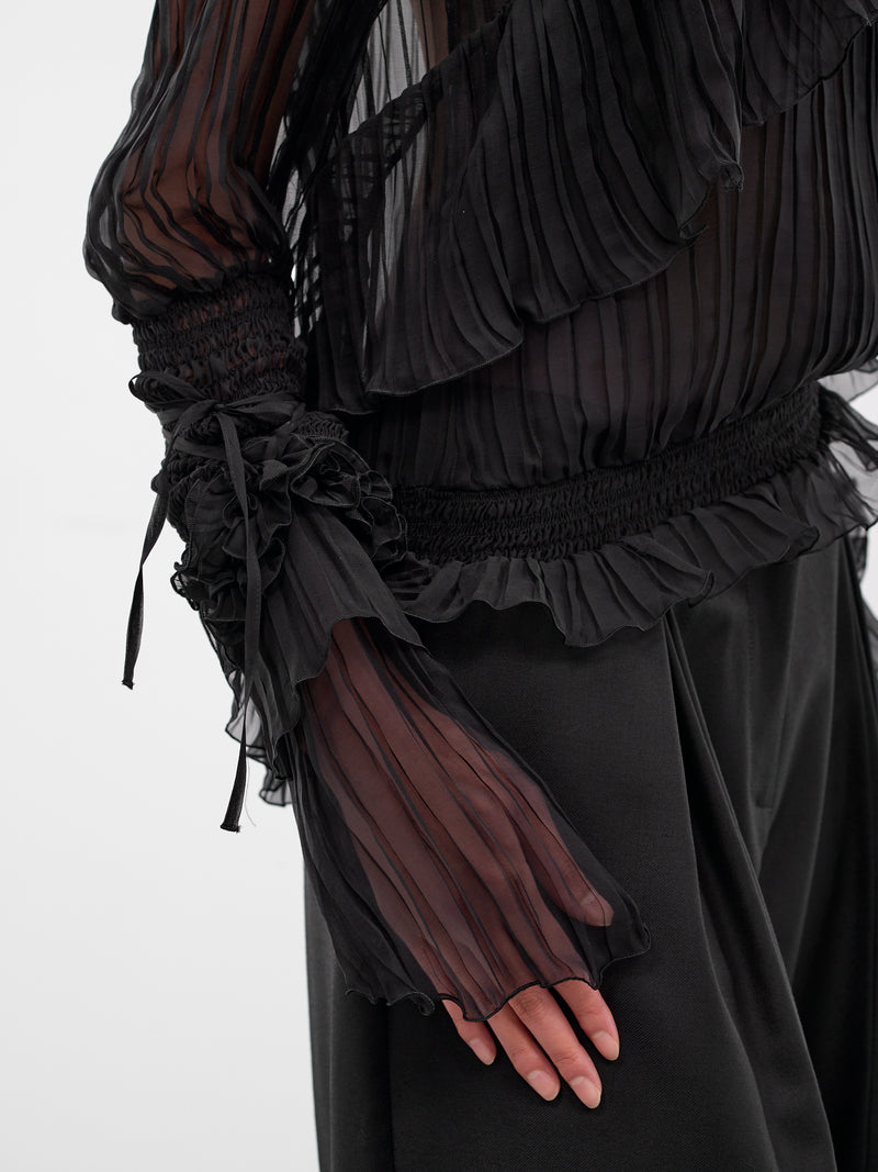 Black Silk Chiffon Layered Top (4C198A-N0990-BLACK)