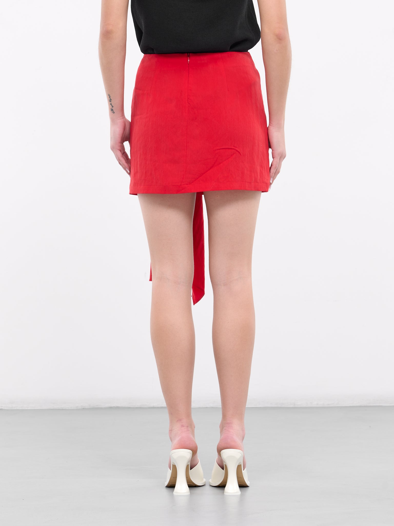 Draped Sash Mini Skirt (4G025A-N0313-LIPSTRICK-RED)