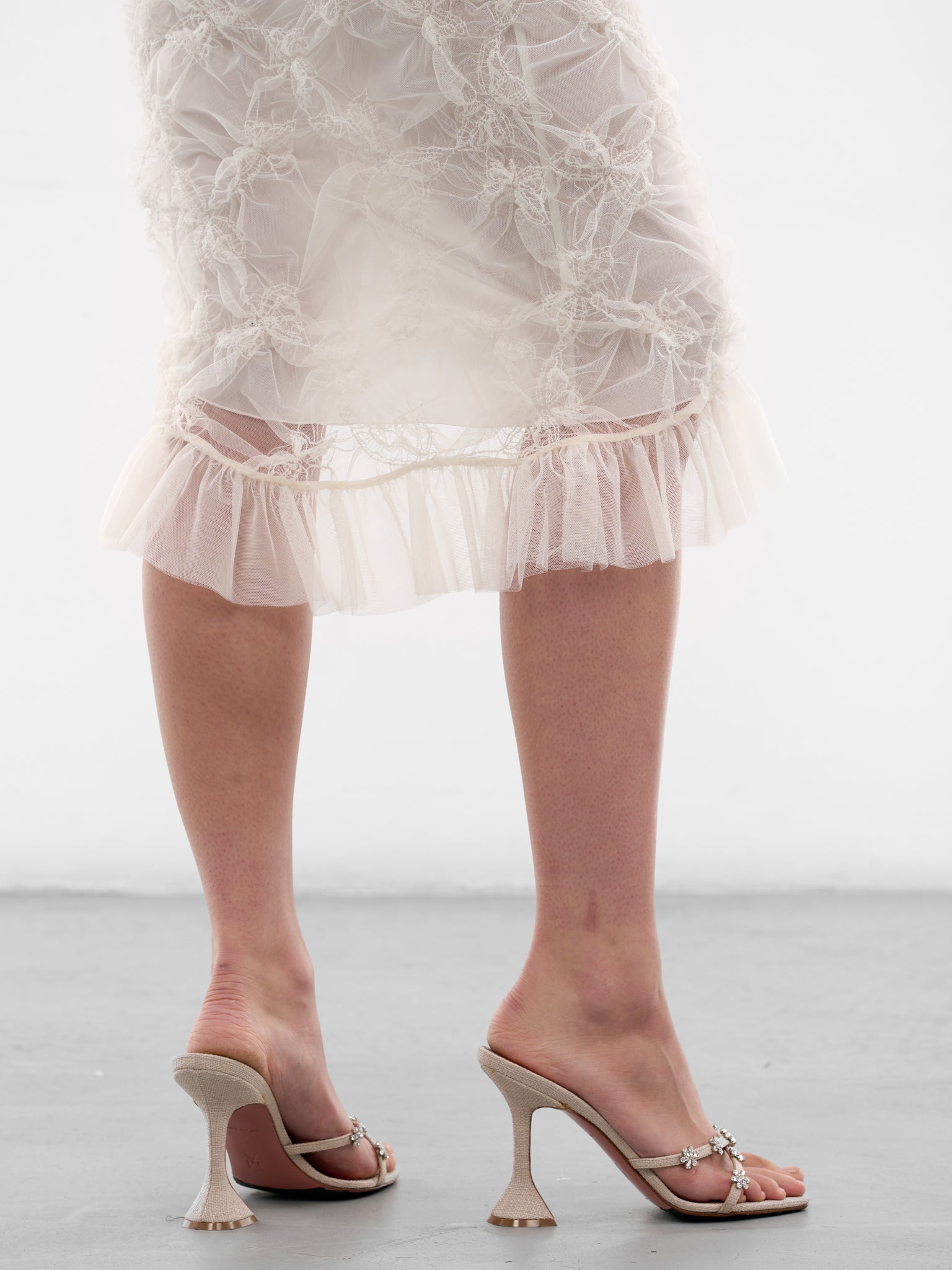 Butterfly Embroidered Sheer Ruffle Skirt (4G118A-N0108-BUTTER)