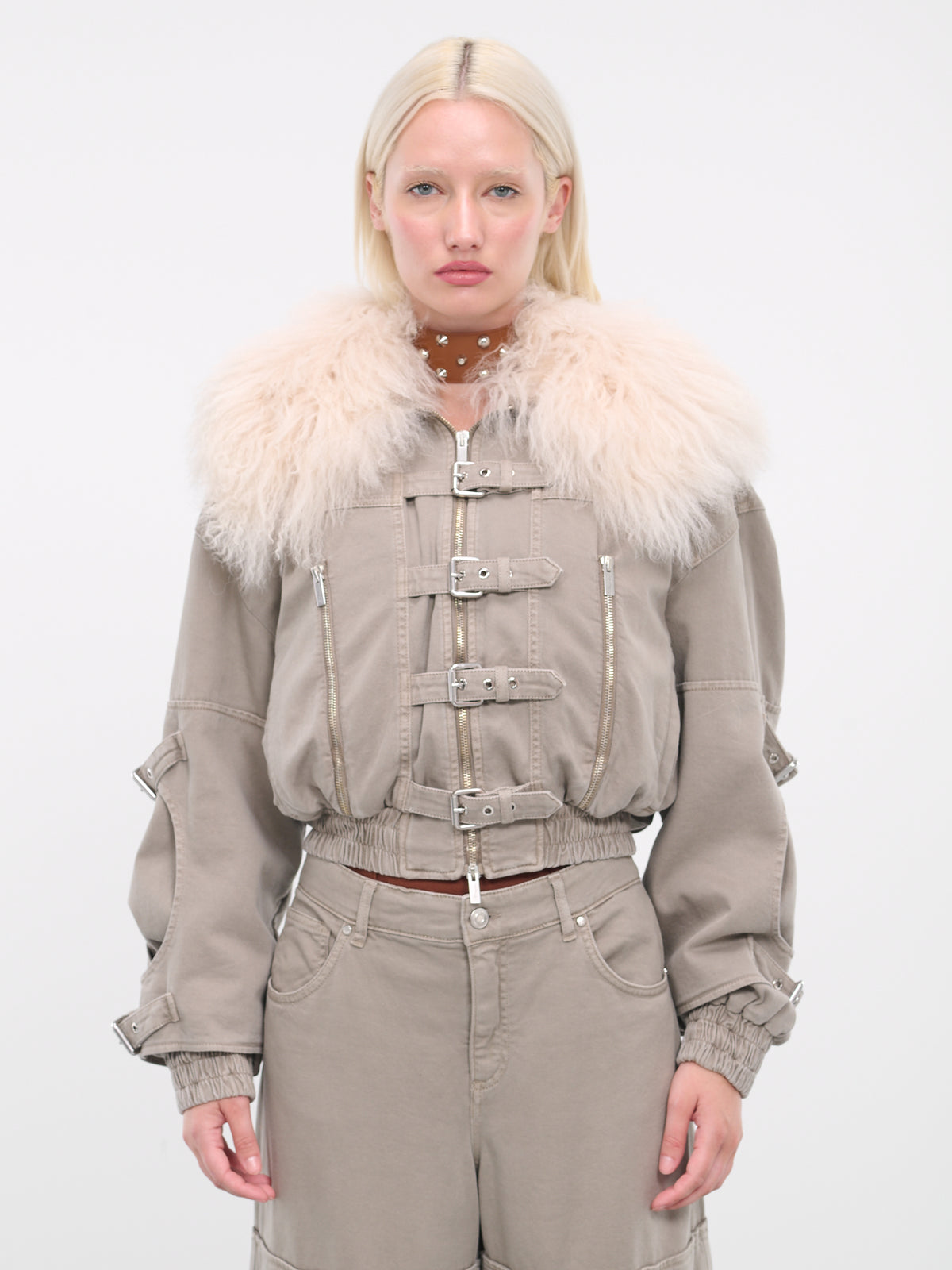 Jean Bomber Jacket (4J033A-D8028-MUSHROOM)
