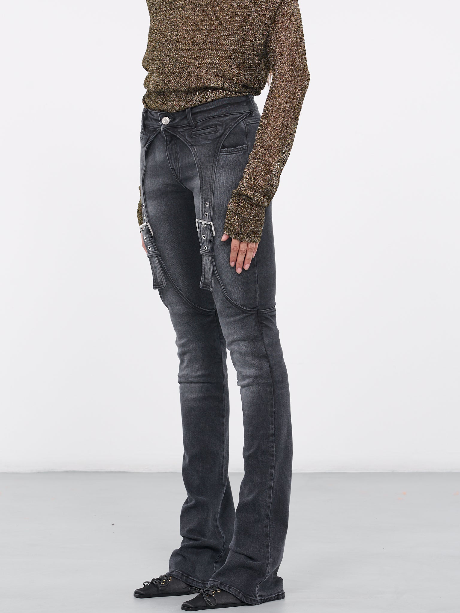 Boyfriend Buckle Jeans (4J039A-D9888-CANNA-FUCILE)
