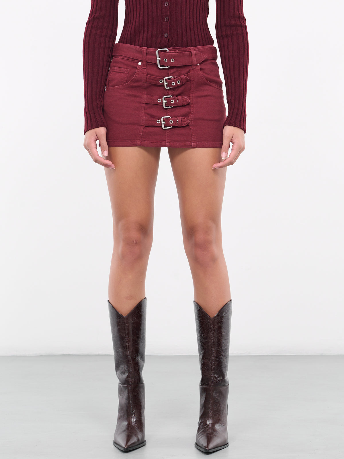 Jean Buckle Mini Skirt (4J051A-N0745-PORT-ROYALE)