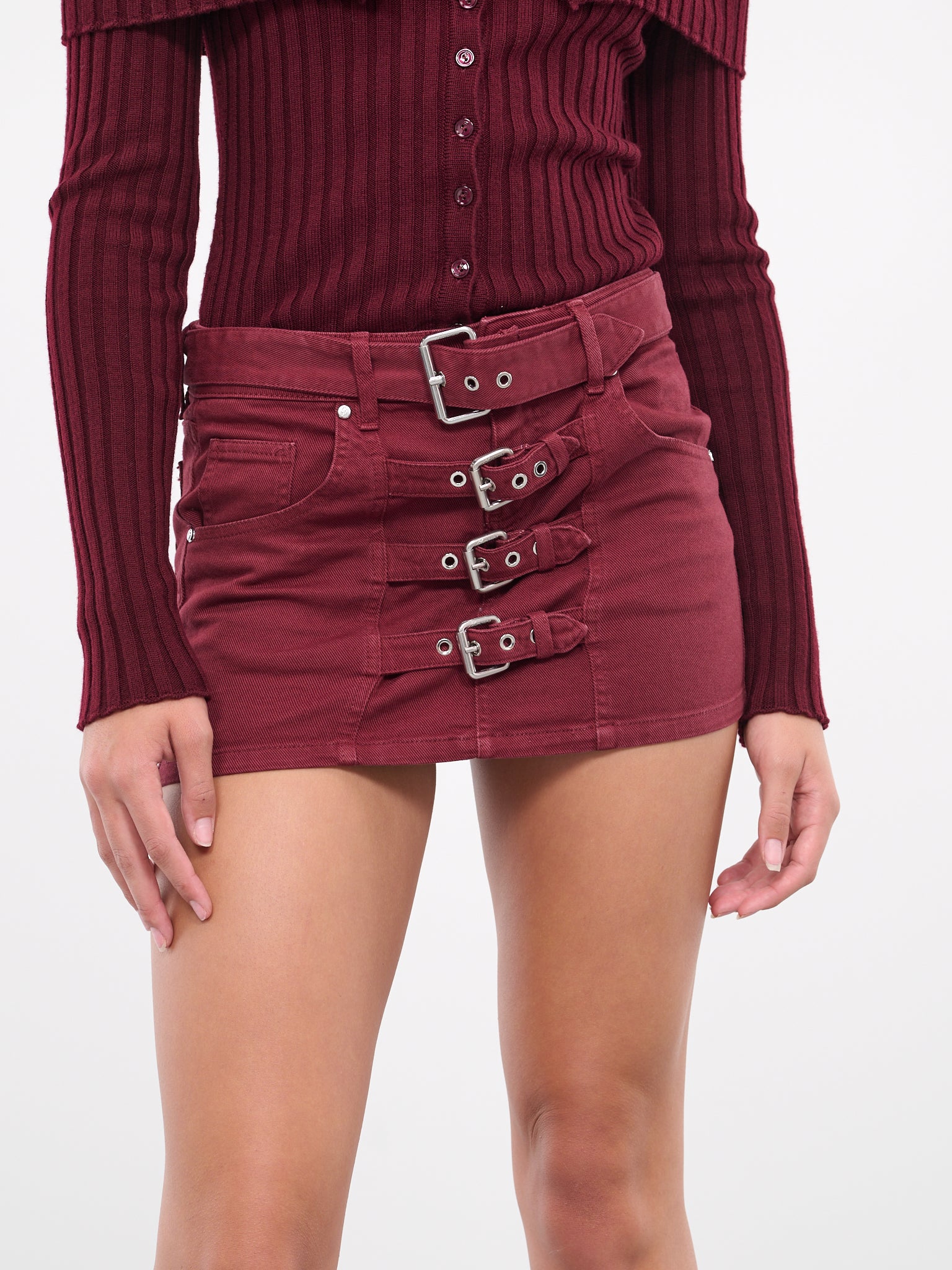 Jean Buckle Mini Skirt (4J051A-N0745-PORT-ROYALE)