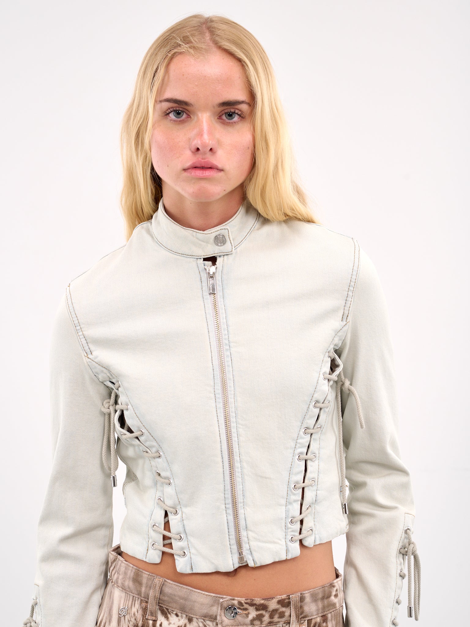 Lace-Up Zip Jacket (4J100A-N0911-STERLING-BLUE)