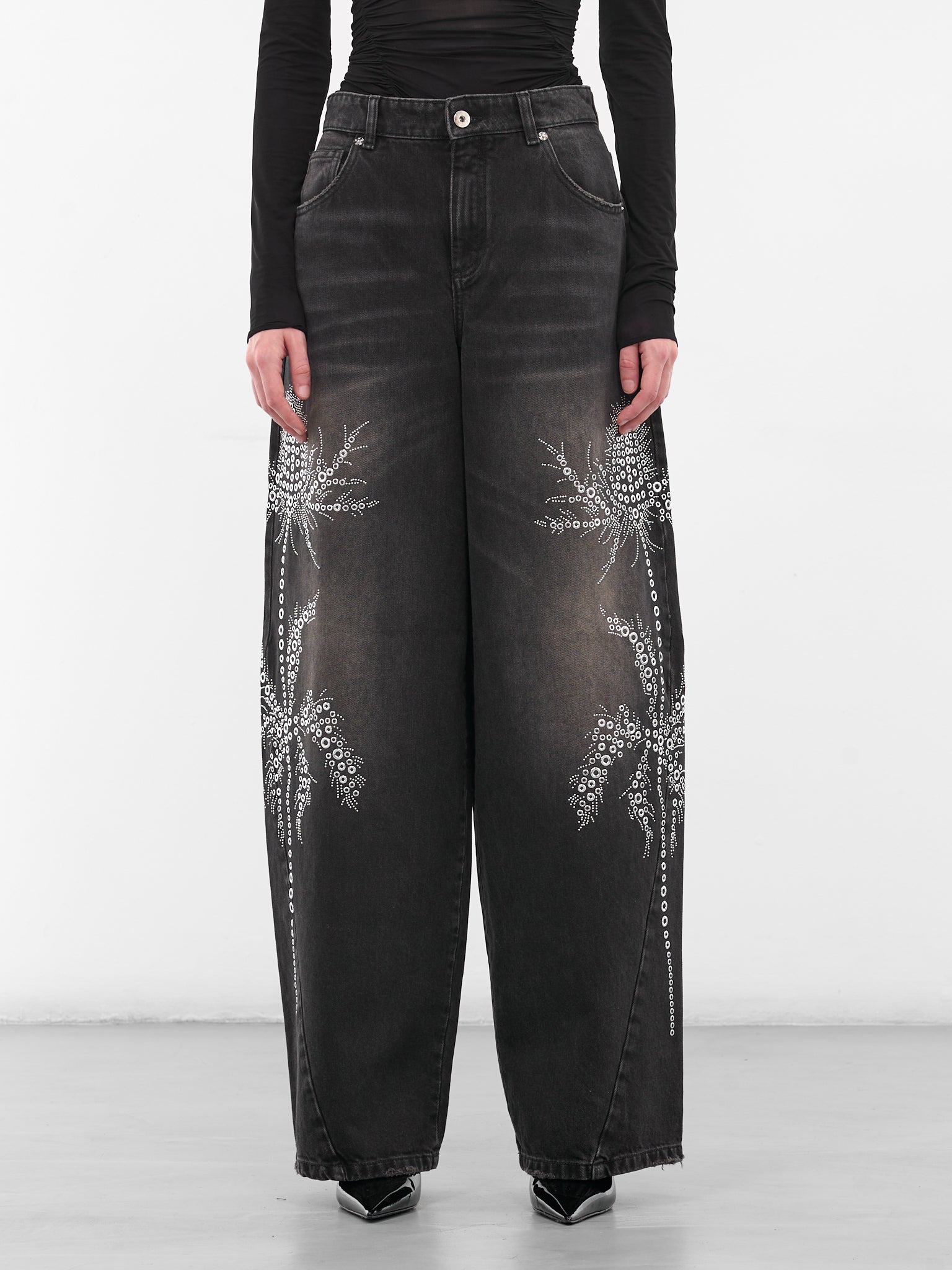 Baggy Black Studded Denim Jeans (4J122A-N0990-BLACK)