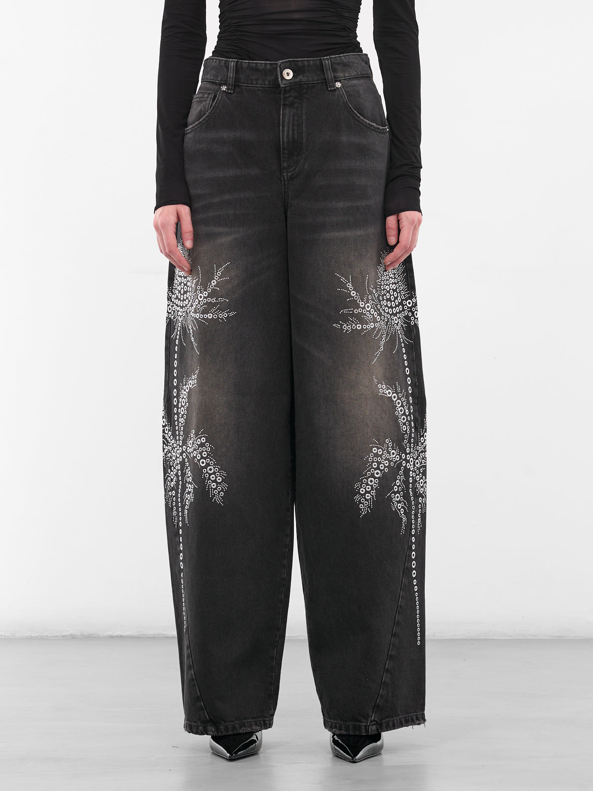 Baggy Black Studded Denim Jeans (4J122A-N0990-BLACK)