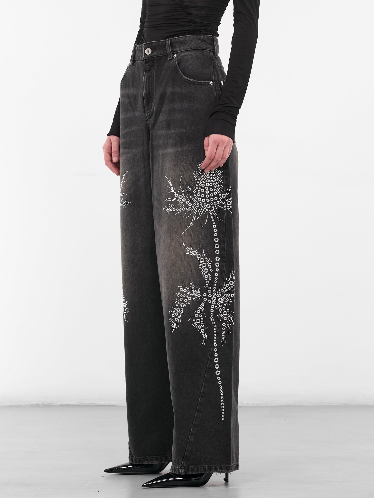 Baggy Black Studded Denim Jeans (4J122A-N0990-BLACK)