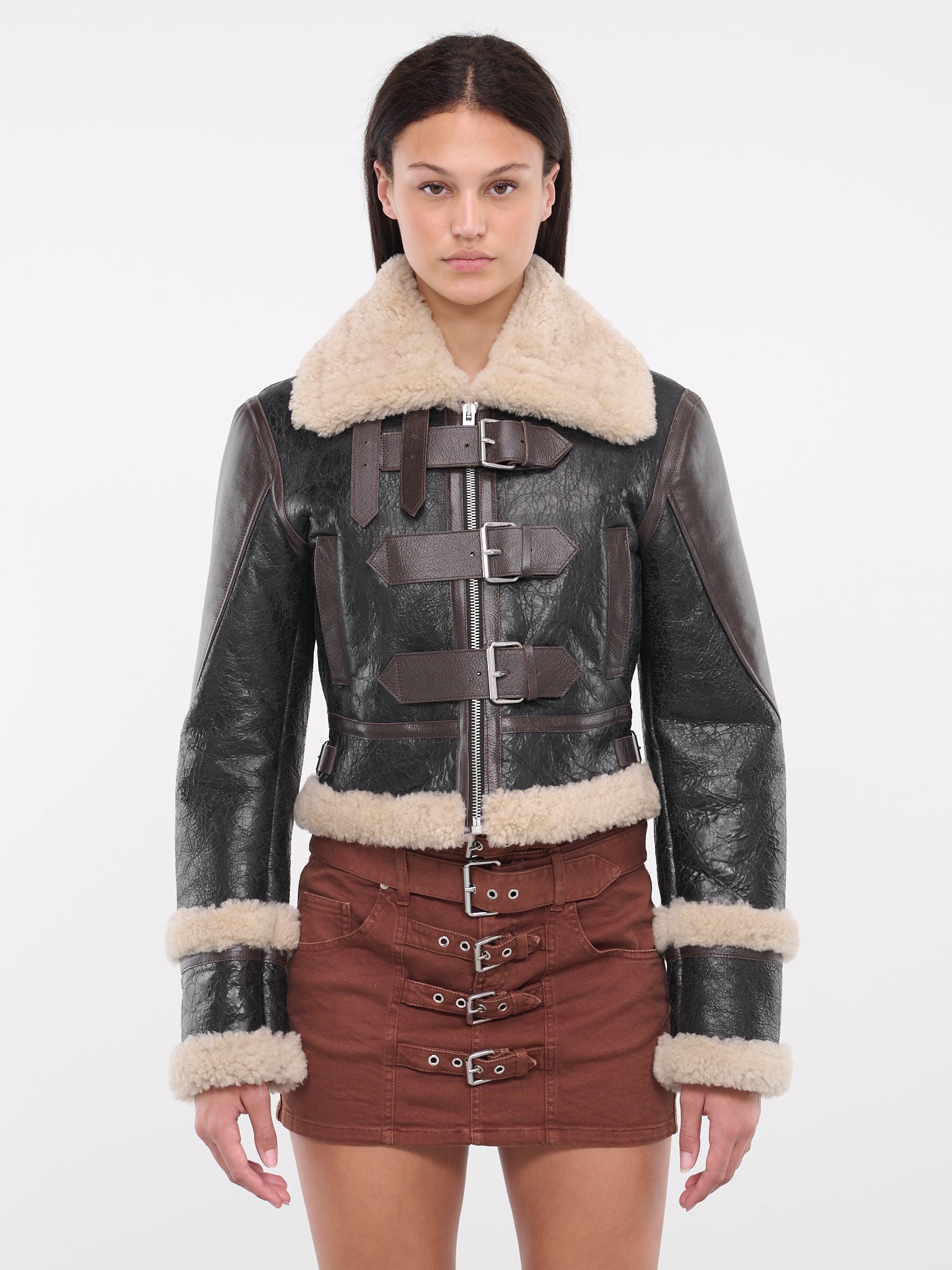 Shearling Buckle Jacket (4L015A-P9905-NERO-TESTA)