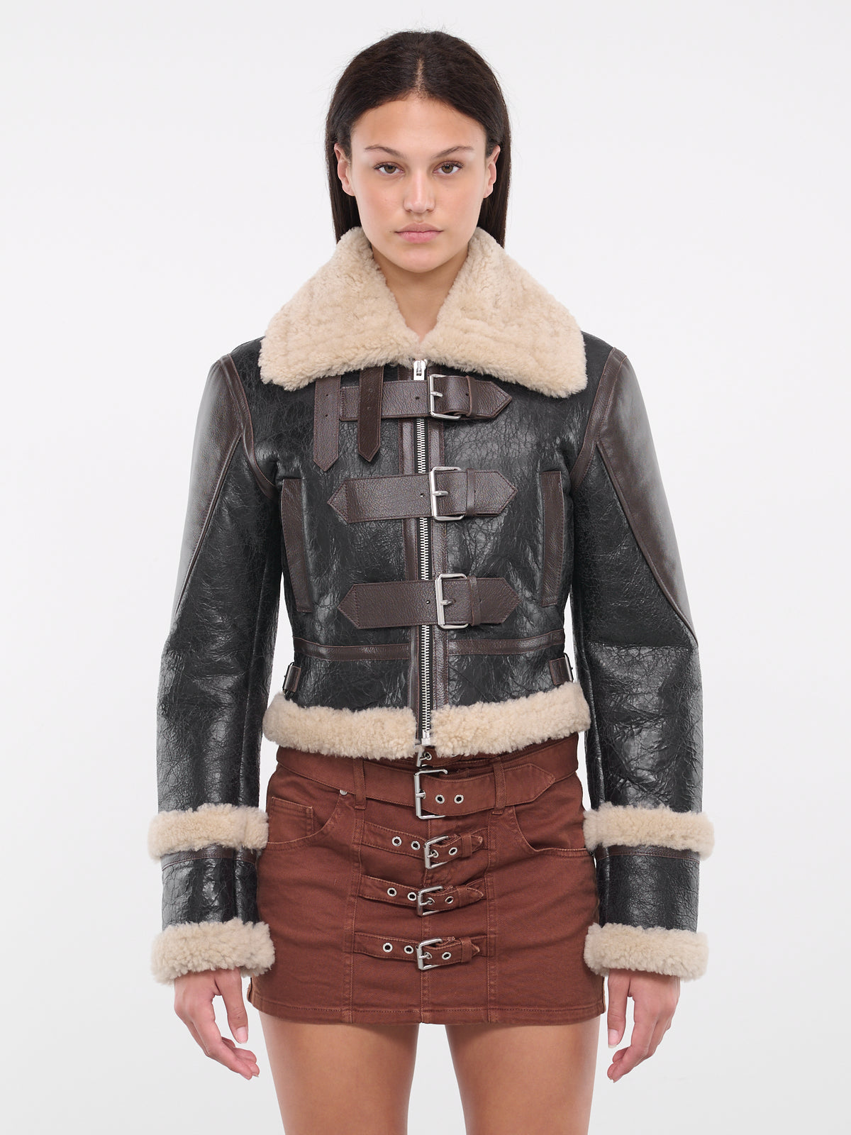 Shearling Buckle Jacket (4L015A-P9905-NERO-TESTA)