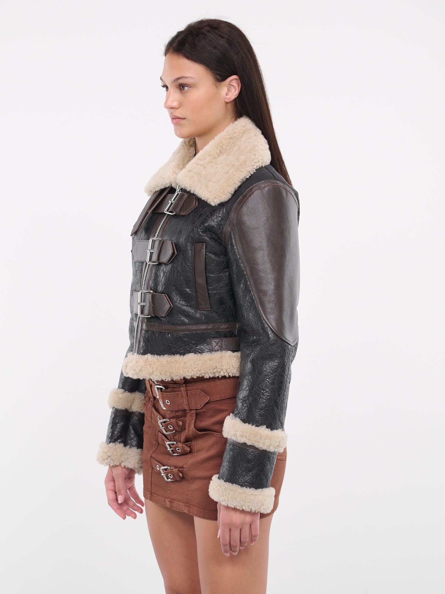Shearling Buckle Jacket (4L015A-P9905-NERO-TESTA)