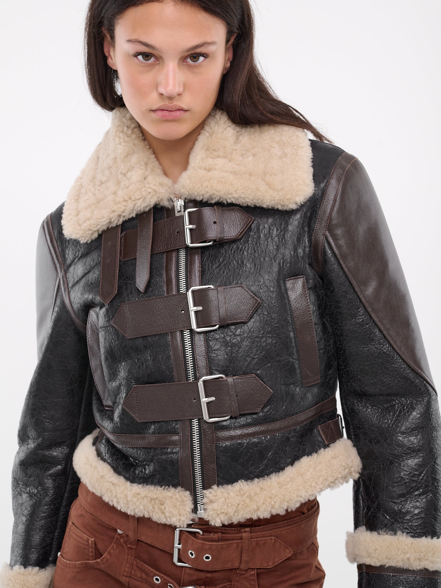 Shearling Buckle Jacket (4L015A-P9905-NERO-TESTA)