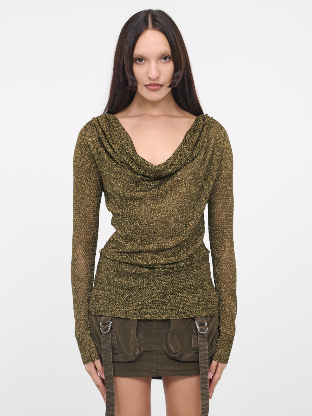 Draped Metallic Sweater (4M036A-N0837-ORO-VECCHIO)