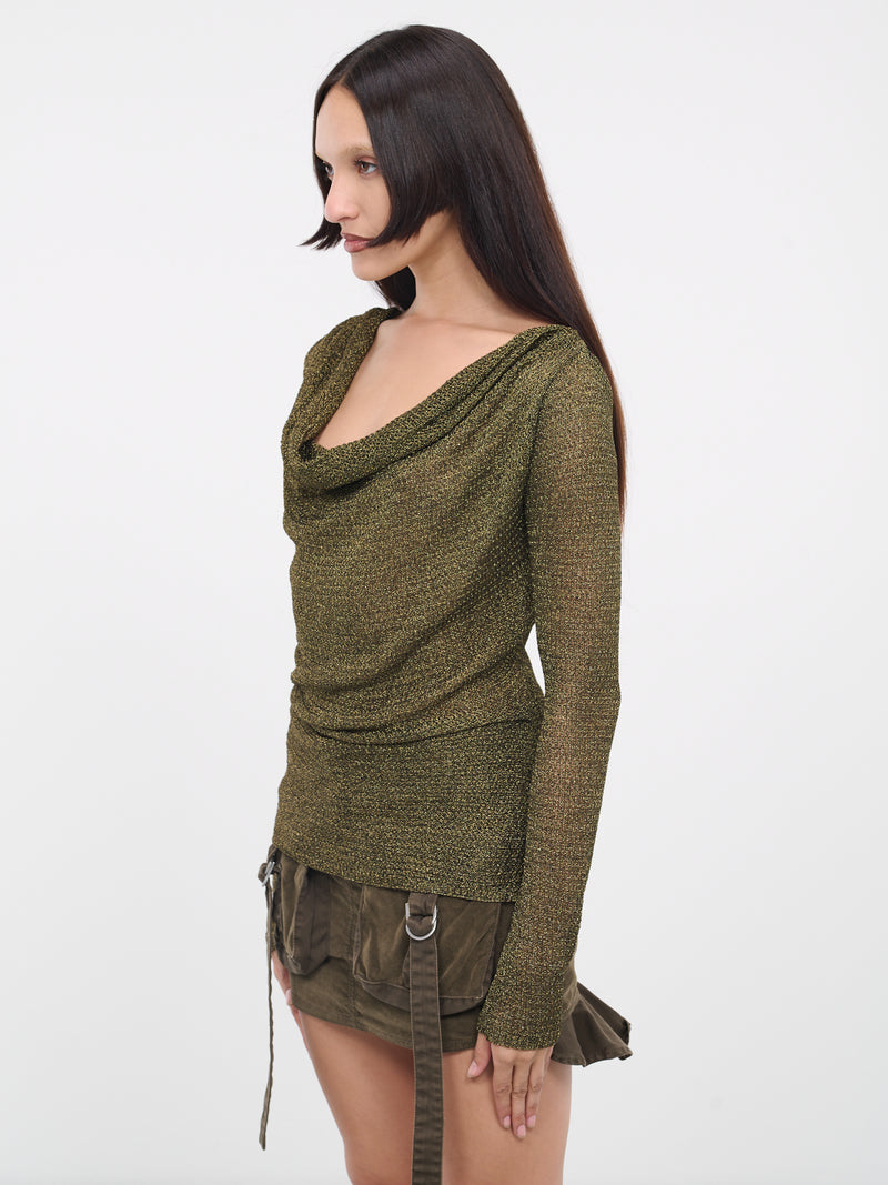 Draped Metallic Sweater (4M036A-N0837-ORO-VECCHIO)