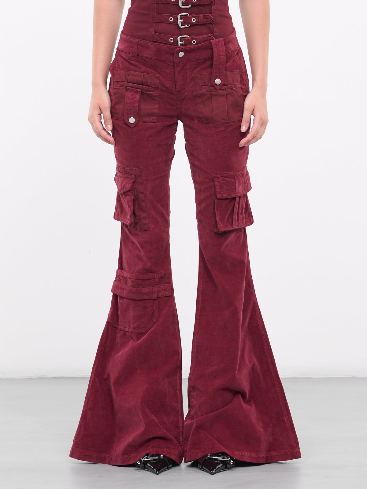 Velvet Flared Trousers (4P024A-N0745-PORT-ROYALE)