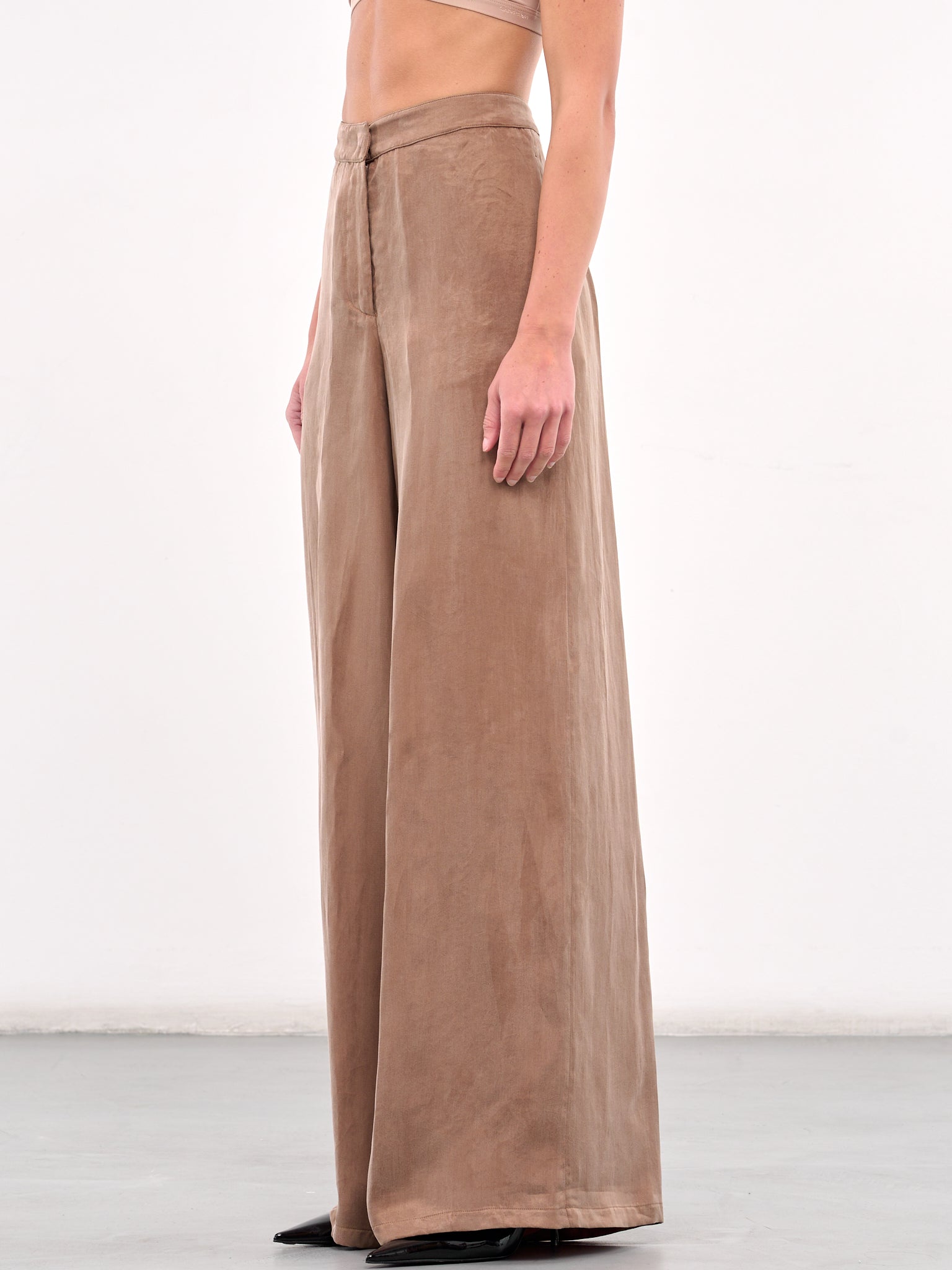Gabardine Wide Leg Trousers (4P093A-N0555-BEAR-BROWN)