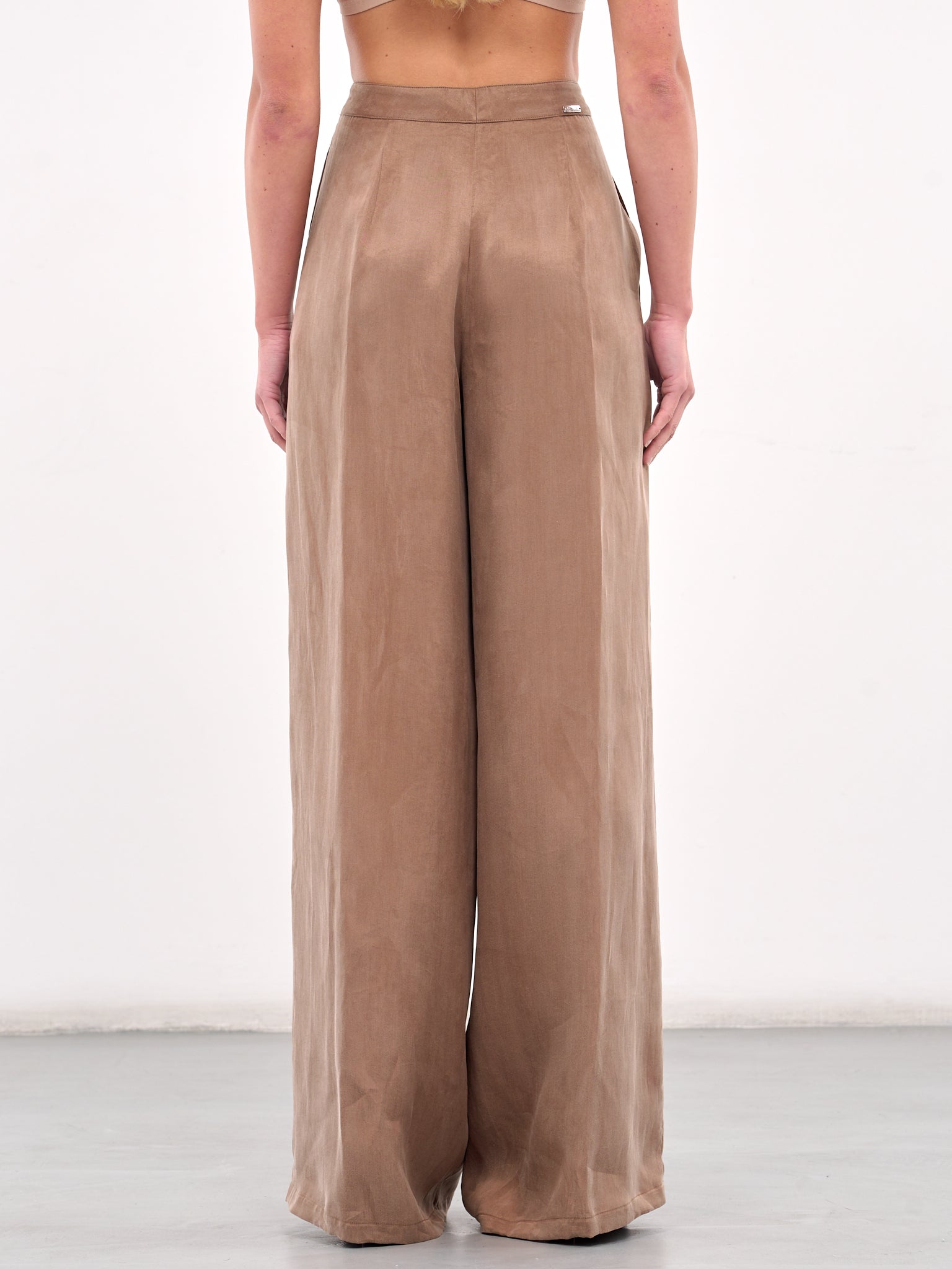 Gabardine Wide Leg Trousers (4P093A-N0555-BEAR-BROWN)