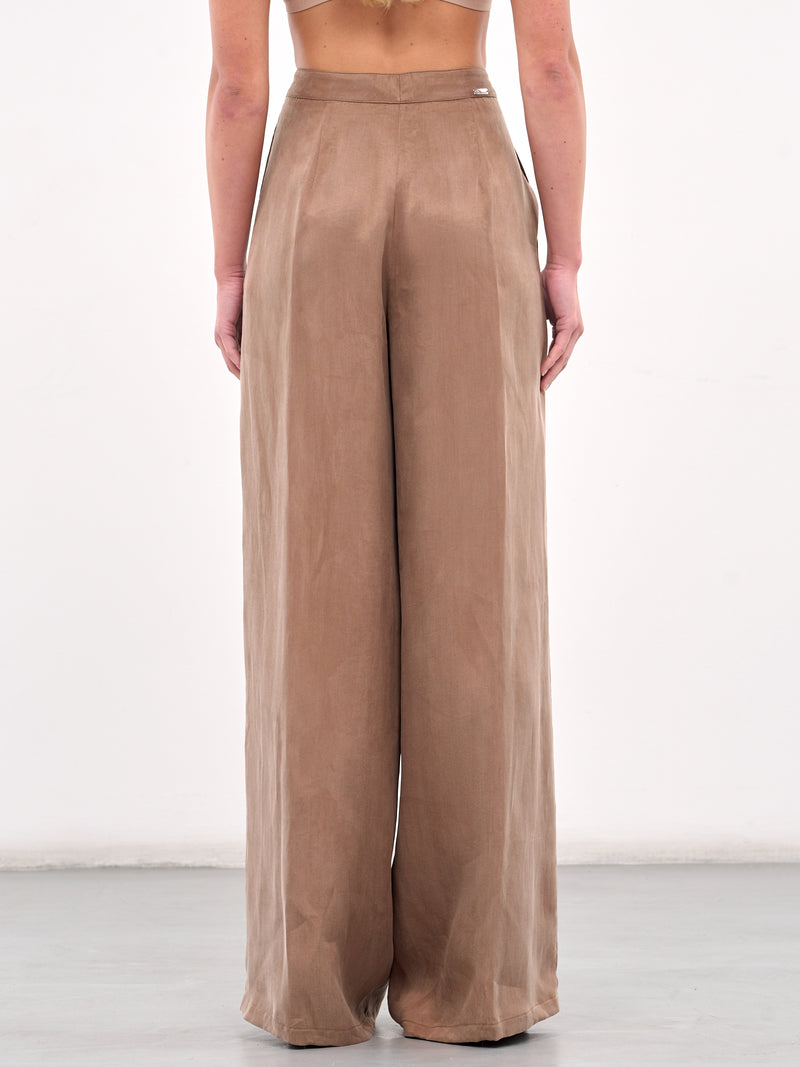 Gabardine Wide Leg Trousers (4P093A-N0555-BEAR-BROWN)