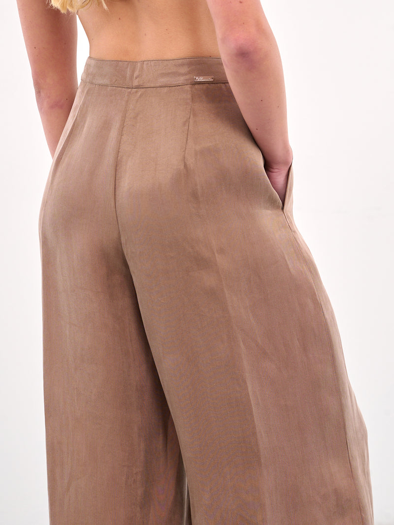 Gabardine Wide Leg Trousers (4P093A-N0555-BEAR-BROWN)
