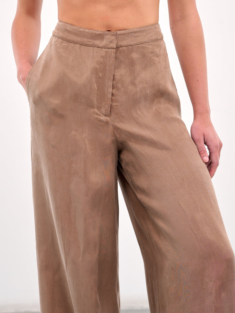 Gabardine Wide Leg Trousers (4P093A-N0555-BEAR-BROWN)