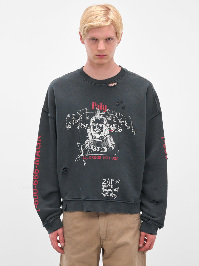 Black 'Cast-A-Spell' Graphic Crewneck (4U0011Q3009VBK-BLACK)