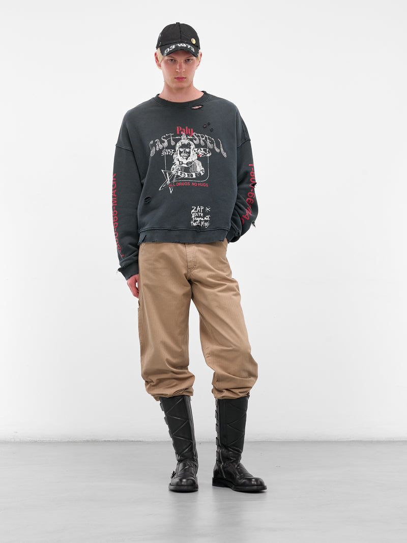 Black 'Cast-A-Spell' Graphic Crewneck (4U0011Q3009VBK-BLACK)