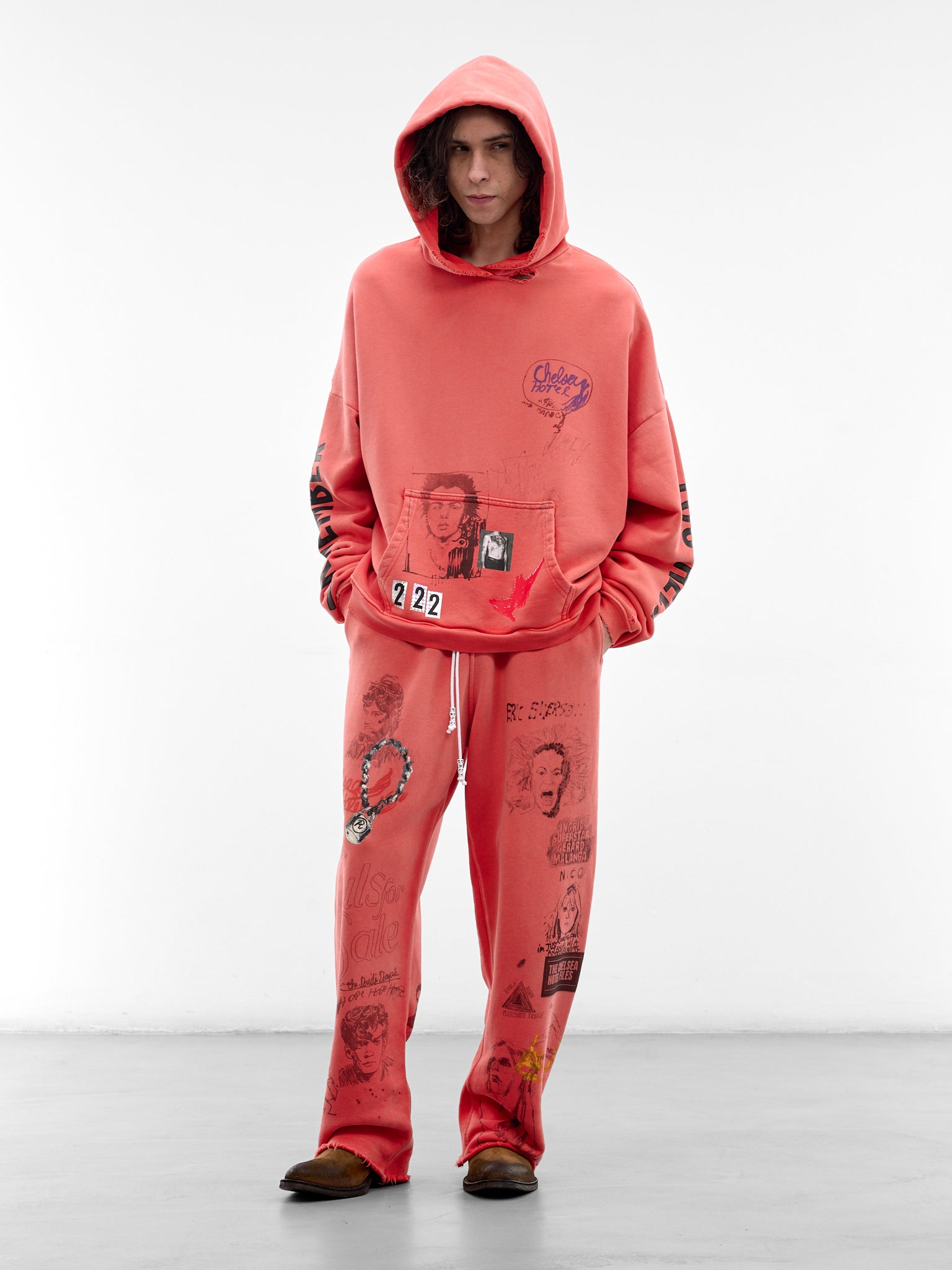 Red Cotton CHELSEay Hotel Sweatpants (5U014Q1010-RED)