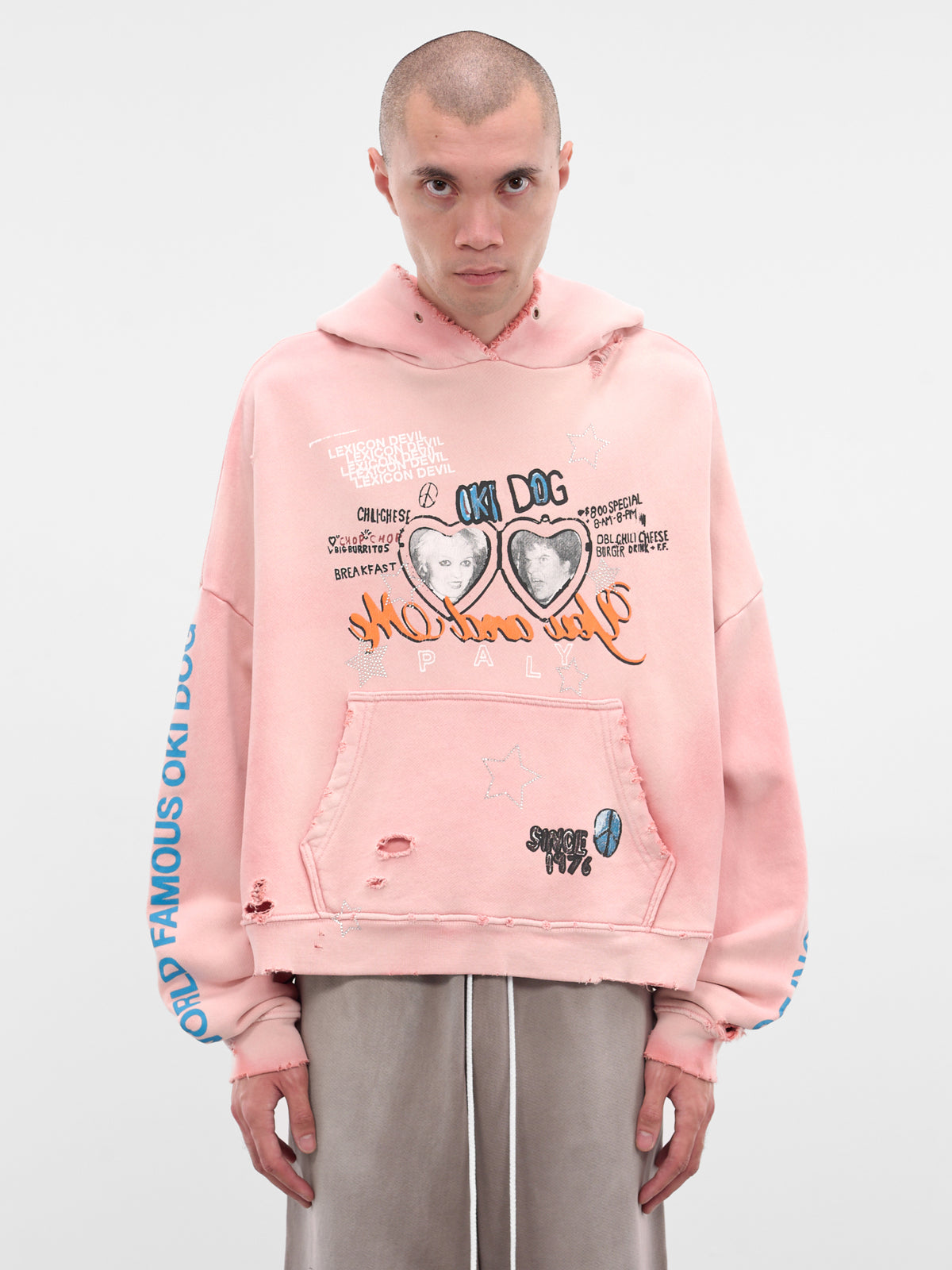 Pink Oki Dog Graphic Hoodie (4U005Q3009-PINK)
