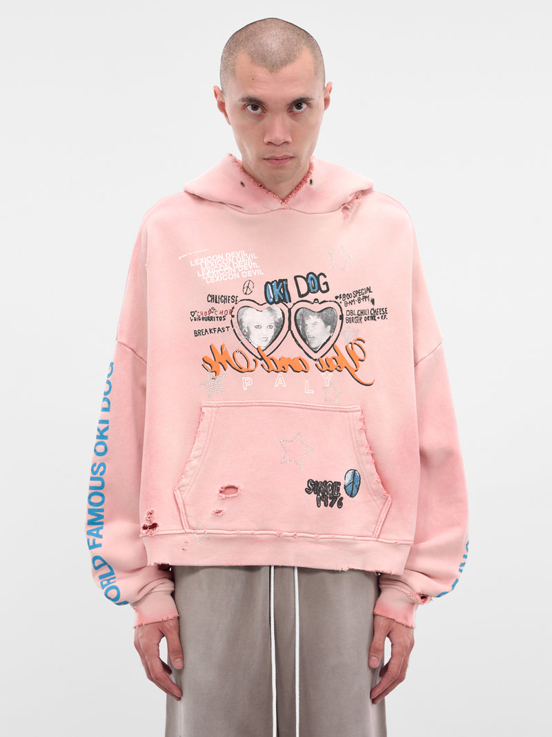 Pink Oki Dog Graphic Hoodie (4U005Q3009-PINK)