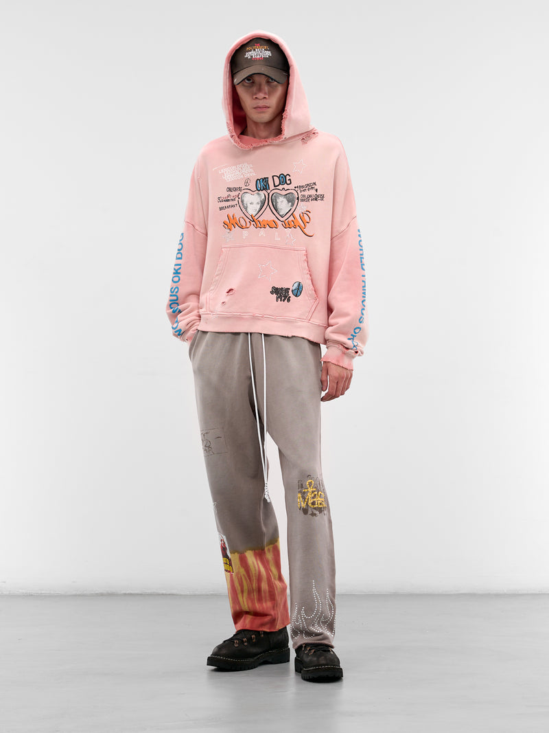 Pink Oki Dog Graphic Hoodie (4U005Q3009-PINK)