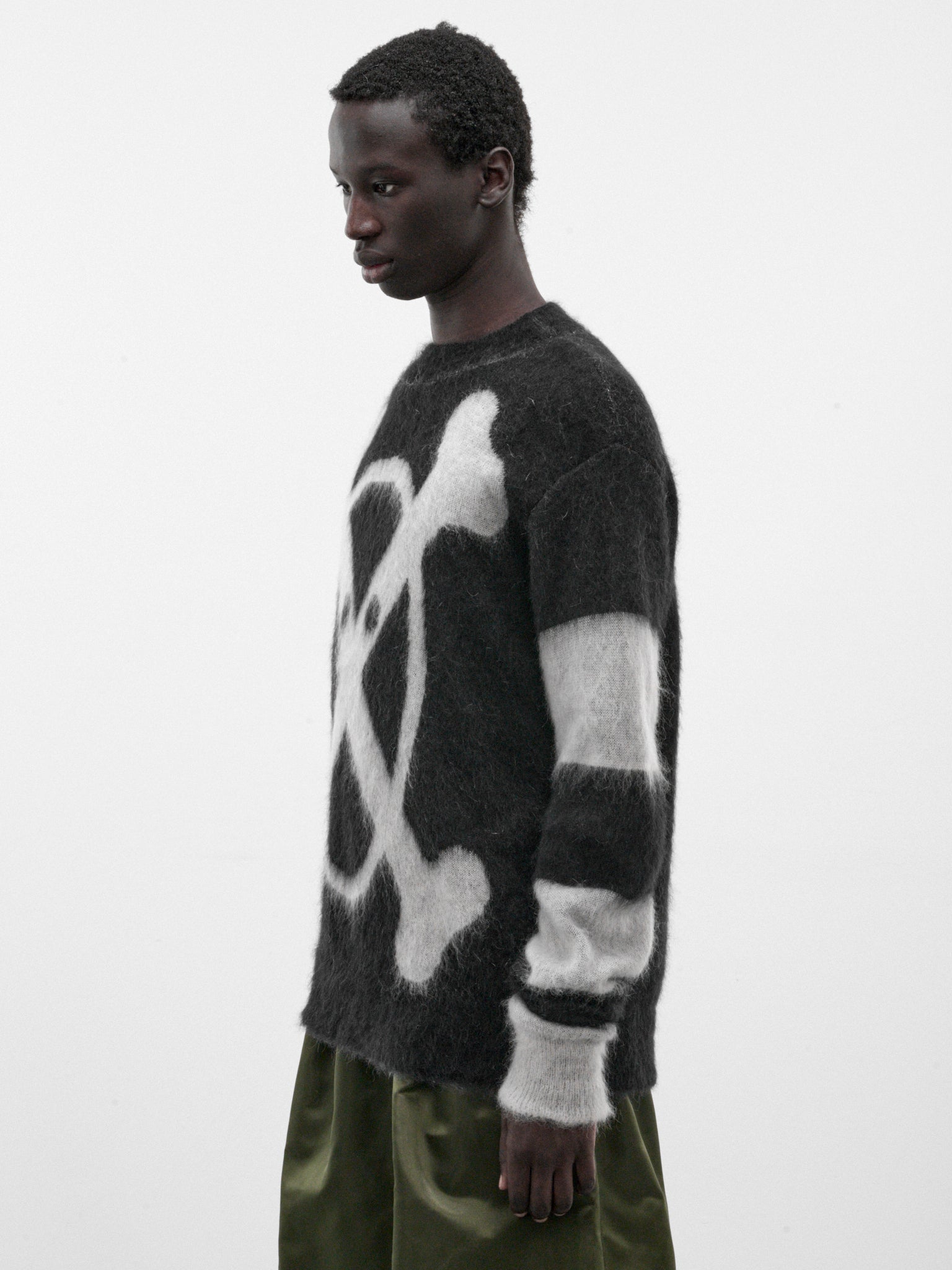 Black Mohair Crossed Bones Sweater (5001-CROSSED-BONES-COMB-I-BLAC)