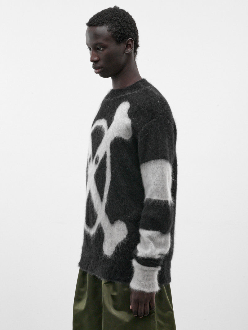 Black Mohair Crossed Bones Sweater (5001-CROSSED-BONES-COMB-I-BLAC)