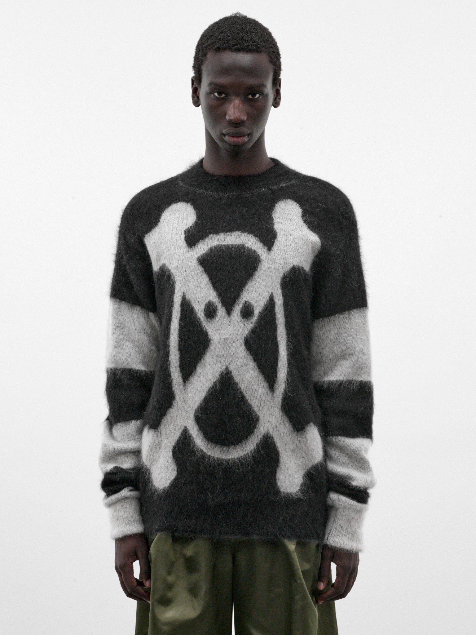 Black Mohair Crossed Bones Sweater (5001-CROSSED-BONES-COMB-I-BLAC)
