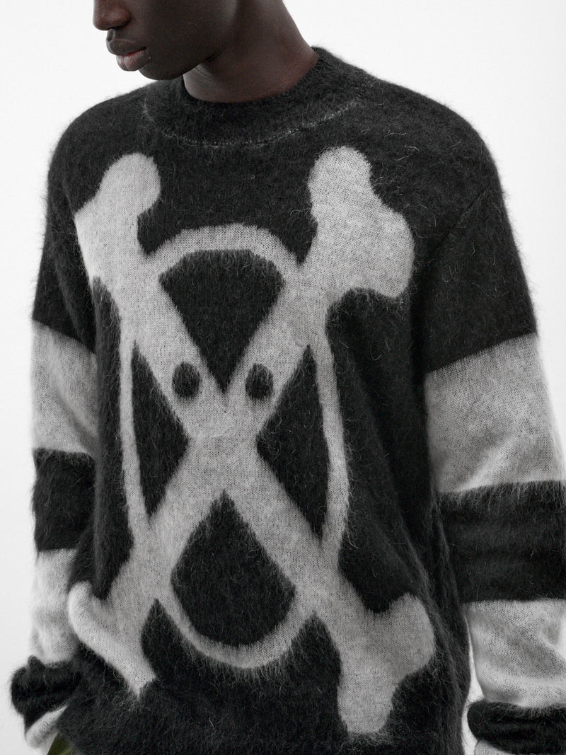 Black Mohair Crossed Bones Sweater (5001-CROSSED-BONES-COMB-I-BLAC)