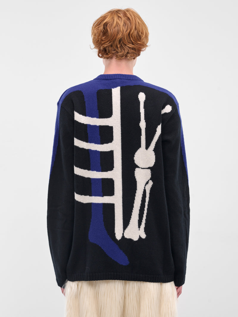 Black Skeleton Jacquard Knit Sweater (5002-COMB-I-BLACK)