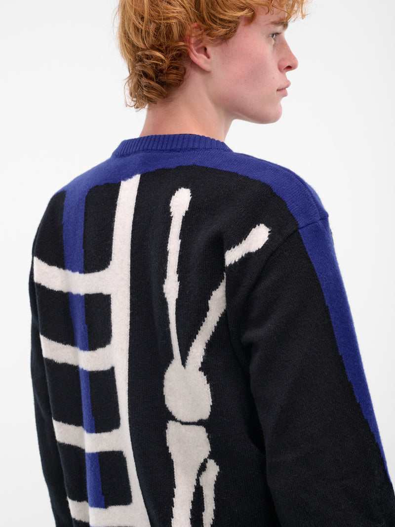 Black Skeleton Jacquard Knit Sweater (5002-COMB-I-BLACK)