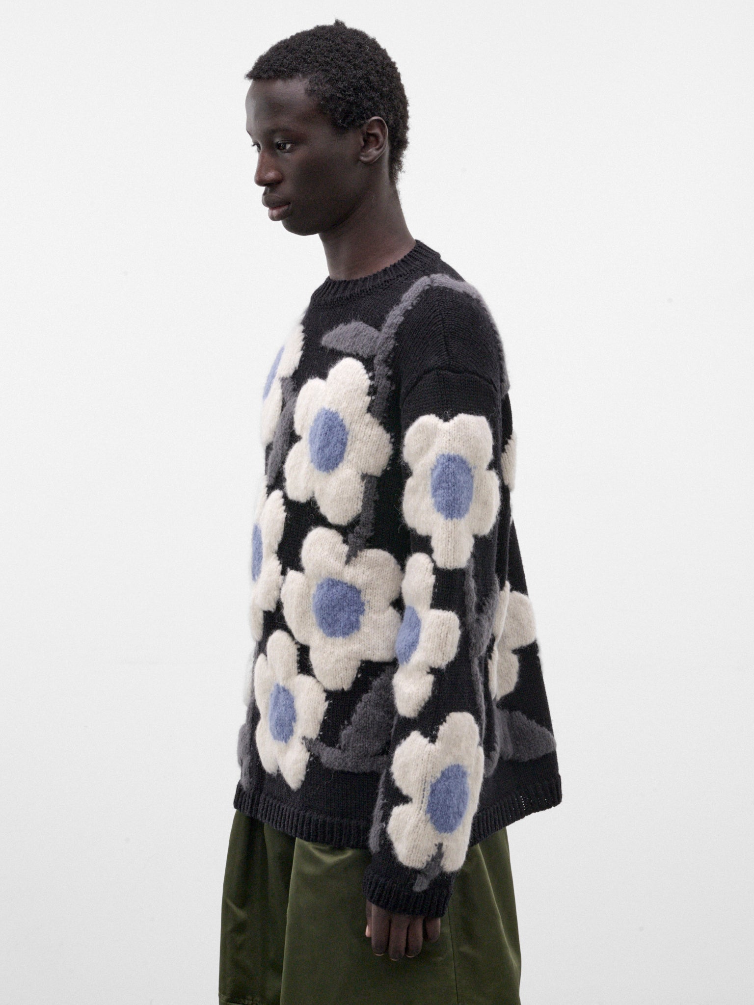 Black Wool Flower Power Sweater (5002-FLOWER-POWER-COMB-I-BLACK)