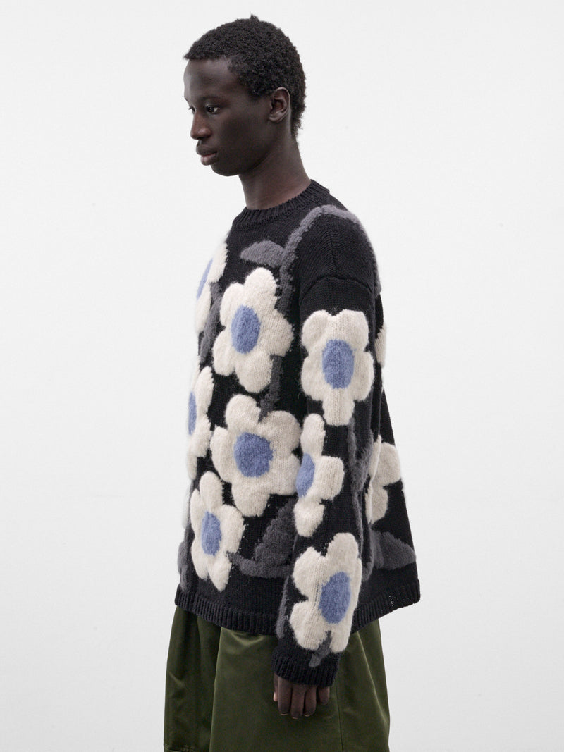 Black Wool Flower Power Sweater (5002-FLOWER-POWER-COMB-I-BLACK)