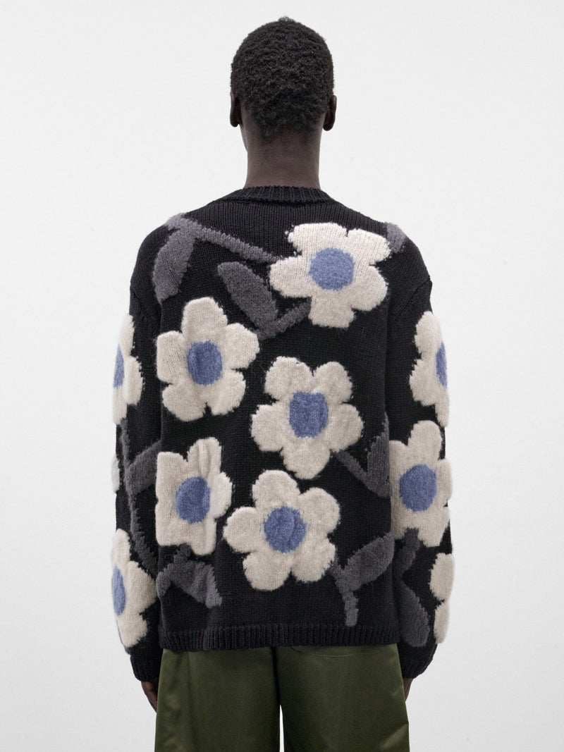 Black Wool Flower Power Sweater (5002-FLOWER-POWER-COMB-I-BLACK)