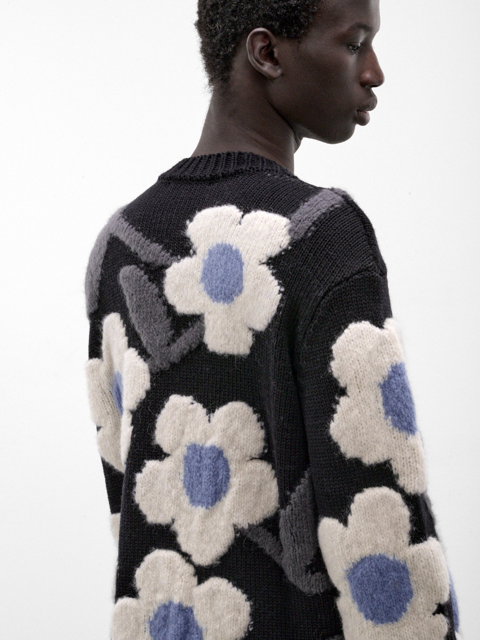 Black Wool Flower Power Sweater (5002-FLOWER-POWER-COMB-I-BLACK)