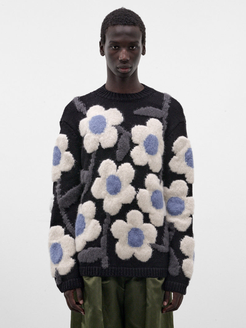 Black Wool Flower Power Sweater (5002-FLOWER-POWER-COMB-I-BLACK)