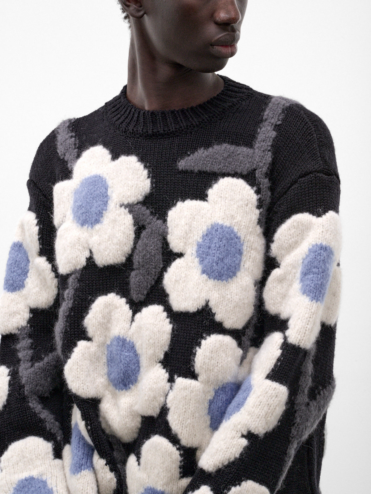Black Wool Flower Power Sweater (5002-FLOWER-POWER-COMB-I-BLACK)