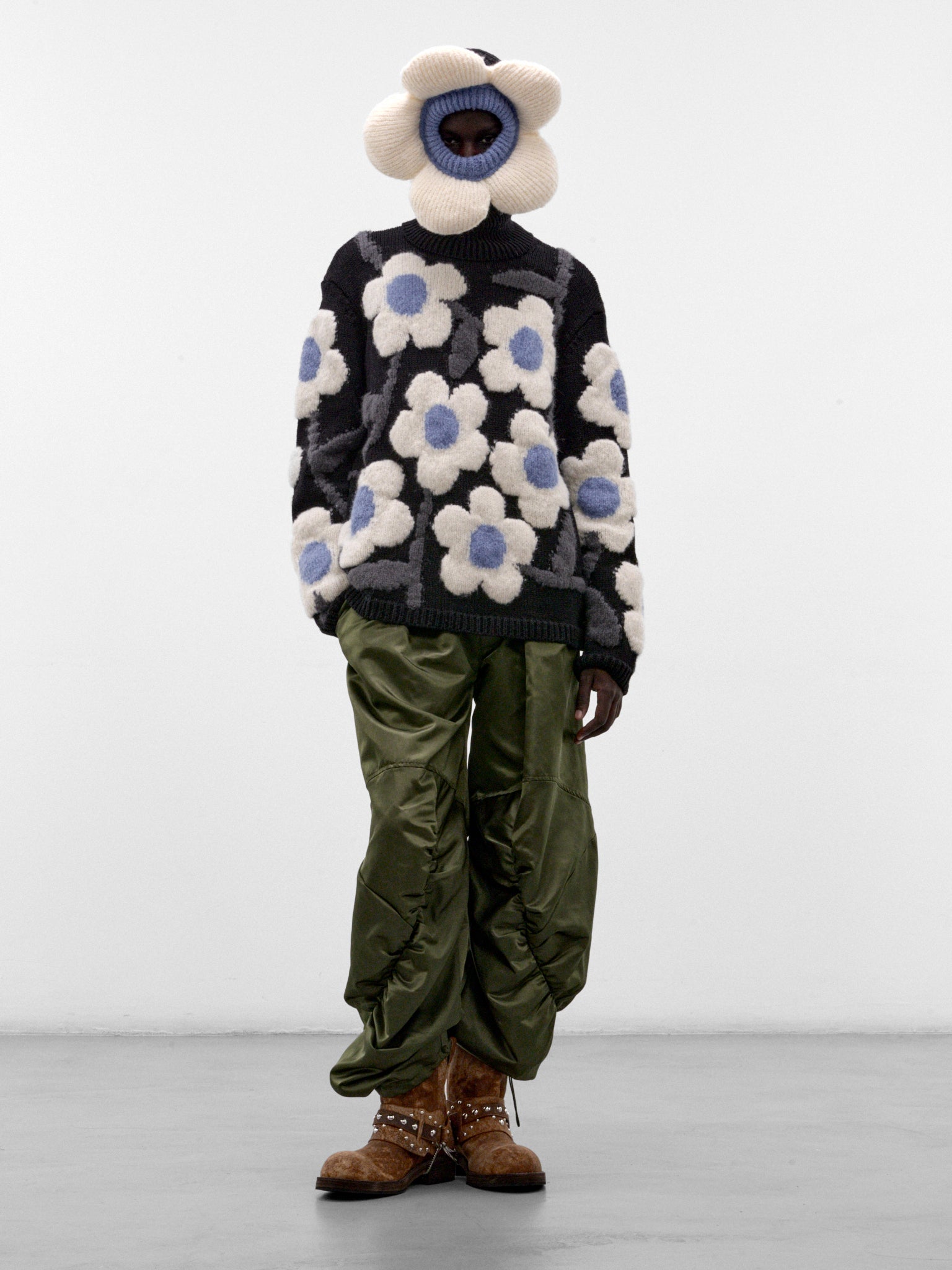 Black Wool Flower Power Sweater (5002-FLOWER-POWER-COMB-I-BLACK)