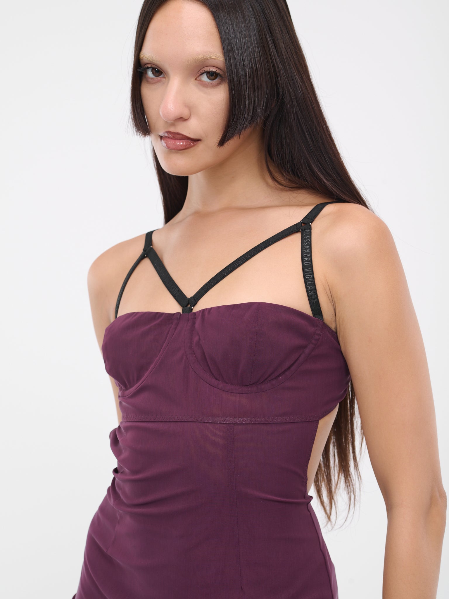 Mesh Bustier Dress (50024B-VXE037-508-DARK-PURPLE)