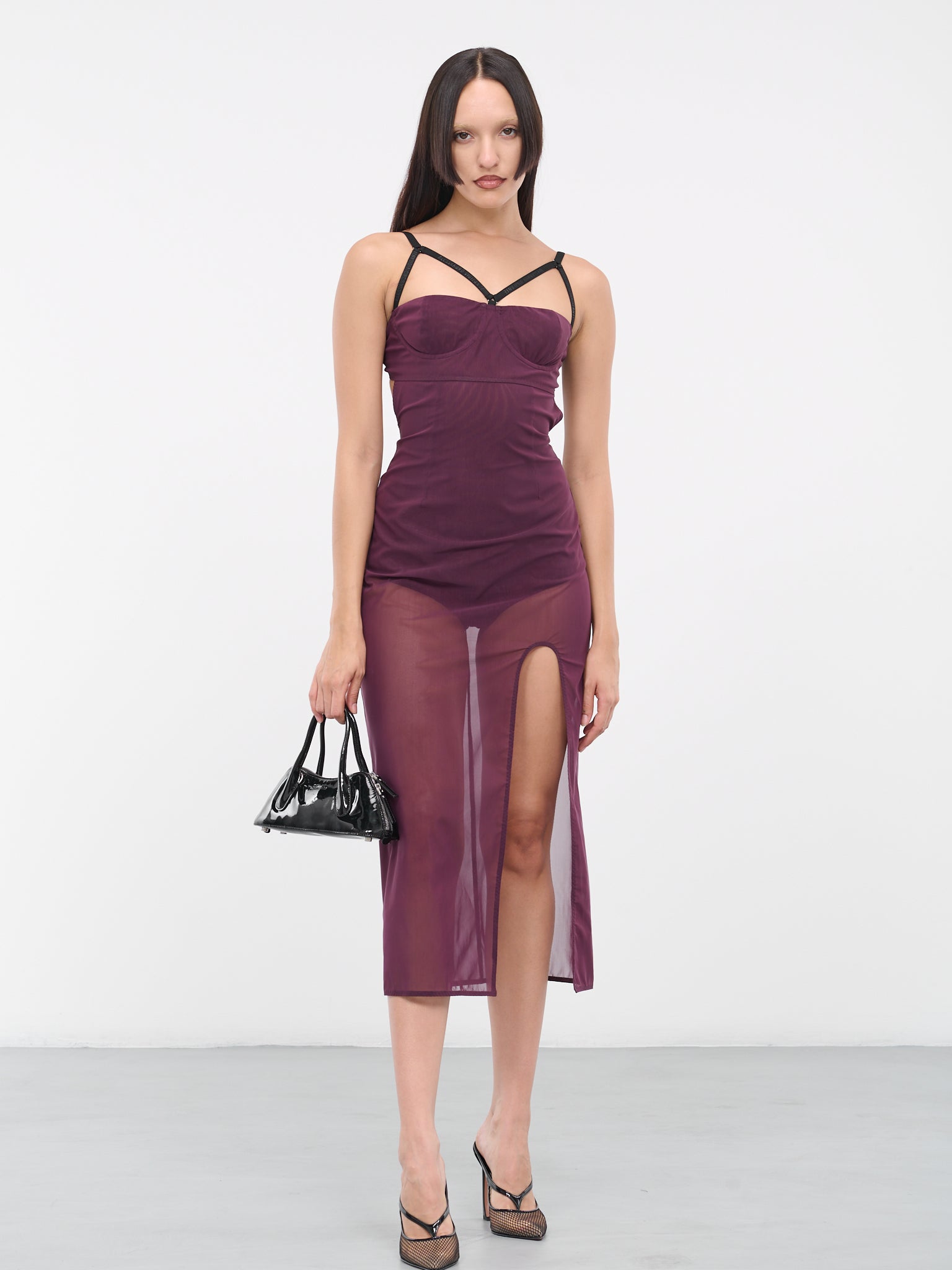 Mesh Bustier Dress (50024B-VXE037-508-DARK-PURPLE)